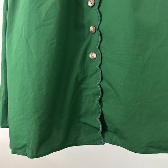 J. Crew Factory Women's Scallop-Trim Button-Front Midi Dress Fern Canyon 6 New - Picture 5 of 10